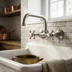 brushed-nickel-kitchen-faucet-wall-mounted